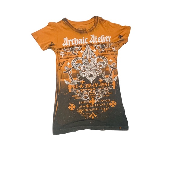 Affliction Orange and Black Graphic Tee for Kids - Picture 1 of 4